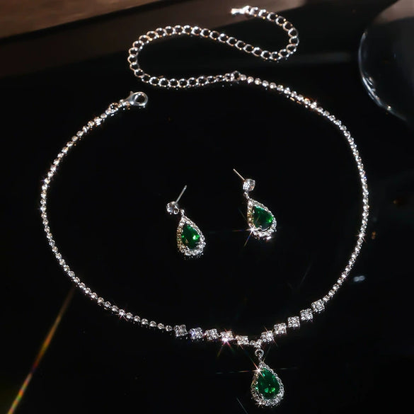Bridal Jewelry Necklace Earrings Set Rhinestone Diamond Stars Sun And Moon Clouds Cosmic Pattern