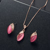 Bridal Jewelry Suit Earrings And Necklace Set For Women And Unisex With Alloy Material Plant Flowers Style Gem Inlaid Design Box Chain