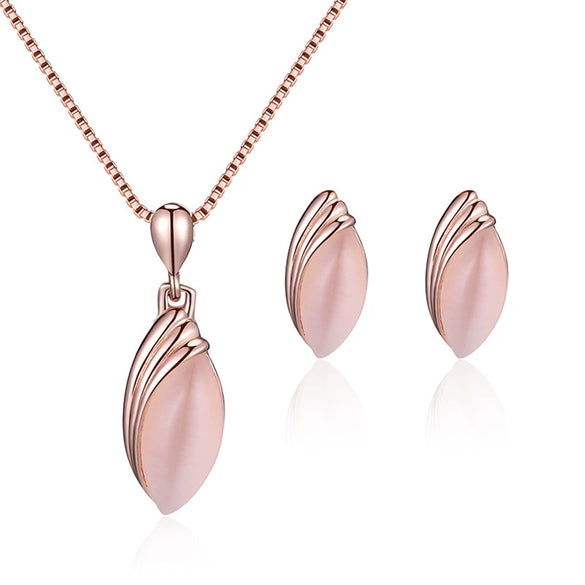 Bridal Jewelry Suit Earrings And Necklace Set For Women And Unisex With Alloy Material Plant Flowers Style Gem Inlaid Design Box Chain