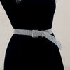 Bridal Metal Waist Chain With Square Buckle And Diamond Design