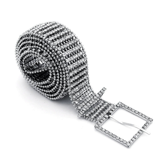 Bridal Metal Waist Chain With Square Buckle And Diamond Design