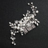 Bridal Pearl Hair Comb With Marquise Rhinestones Handmade Crystal Flower Leaf Headdress For Women