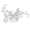 Bridal Pearl Hair Comb With Marquise Rhinestones Handmade Crystal Flower Leaf Headdress For Women