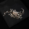 Bridal Pearl Hair Comb With Marquise Rhinestones Handmade Crystal Flower Leaf Headdress For Women