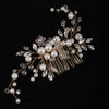 Bridal Pearl Hair Comb With Marquise Rhinestones Handmade Crystal Flower Leaf Headdress For Women