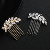 Bridal Rhinestone Hair Comb Leaf Hair Accessory Alloy Electroplated Crystal Headwear For Women
