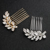 Bridal Rhinestone Hair Comb Leaf Hair Accessory Alloy Electroplated Crystal Headwear For Women