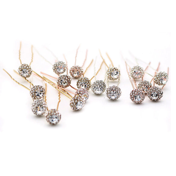 Bridal Rhinestone Hairpin Set Round Elegant Hair Accessories Wedding Party Hair Clip Headdress