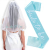 Bridal Veil Shoulder Straps 2Piece Set Satin Embroidered Wedding Accessories