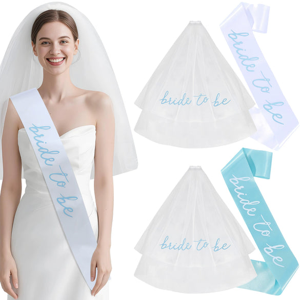 Bridal Veil Shoulder Straps 2Piece Set Satin Embroidered Wedding Accessories