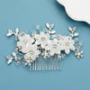 Bridal Wedding Hair Accessories White Flowers Beaded Hair Comb
