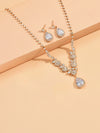 Bride Wedding Jewelry Set Threepiece Set Brilliant Rhinestone Zircon Tears Drop Necklace Earrings Bracelet