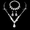Bride Wedding Jewelry Set Threepiece Set Brilliant Rhinestone Zircon Tears Drop Necklace Earrings Bracelet