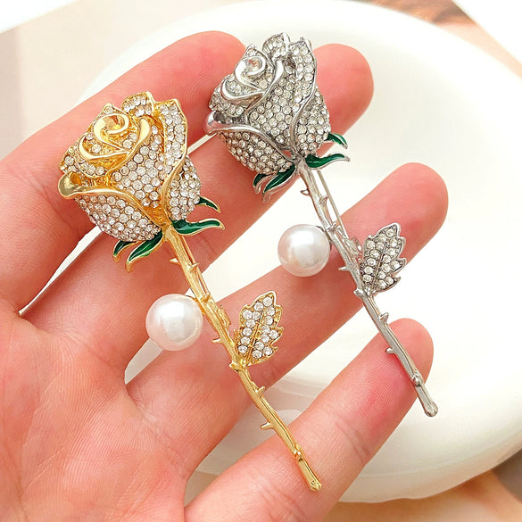 Brooch Alloy Pearl Flower Electroplated Fashion Accessories