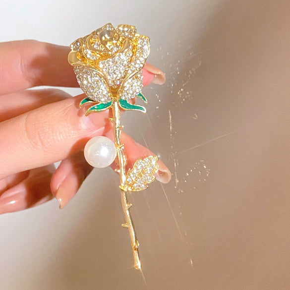 Brooch Alloy Pearl Flower Electroplated Fashion Accessories