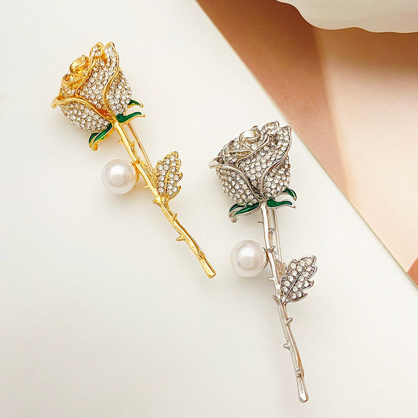 Brooch Alloy Pearl Flower Electroplated Fashion Accessories