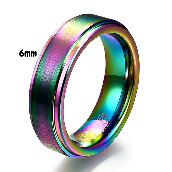 Brushed Purple Tungsten Steel Geometric Ring With Electroplated Finish For Unisex Couple Style Wholesale
