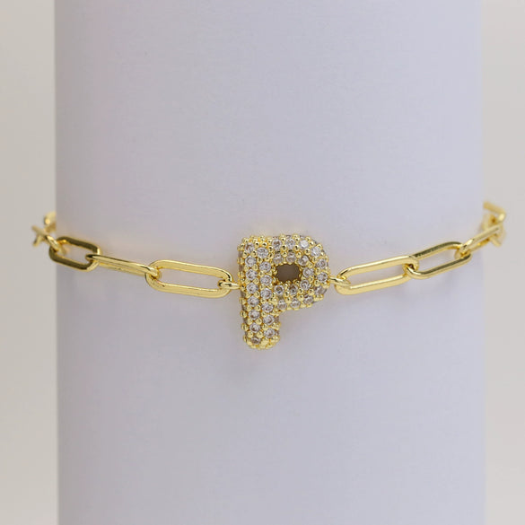 Bubble Balloons Pclip Chain Adjustment Bracelet Copper Electroplated With Letters Numbers Text For Women