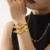 Buckle Bracelet 316L Stainless Steel Geometric Curve Design High Polished Pvd Plating 18K Real Gold Color Retention