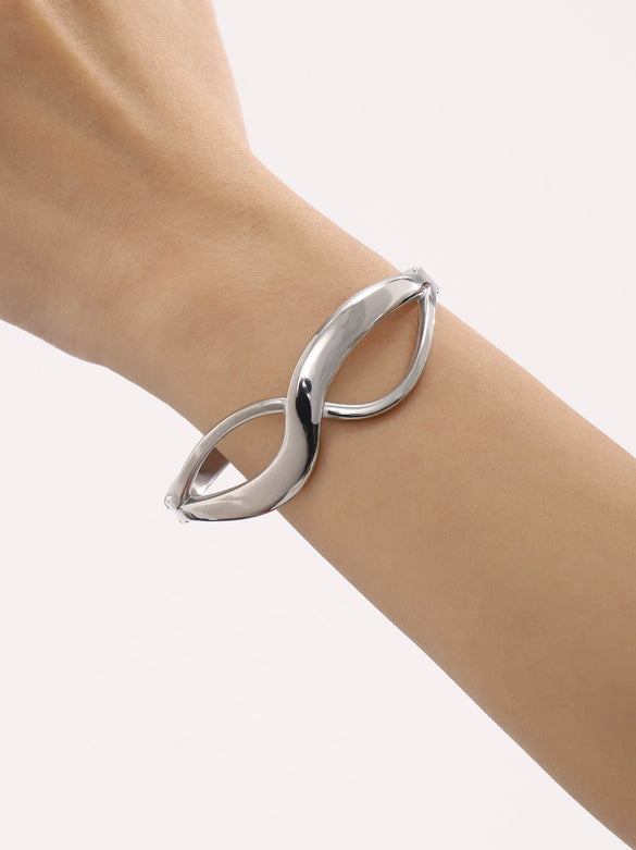 Buckle Bracelet 316L Stainless Steel Geometric Curve Design High Polished Pvd Plating 18K Real Gold Color Retention