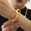 Buckle Bracelet 316L Stainless Steel Geometric Curve Design High Polished Pvd Plating 18K Real Gold Color Retention