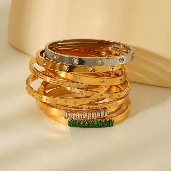 Buckle Bracelet Stainless Steel Geometric Diamond Microinlaid For Women