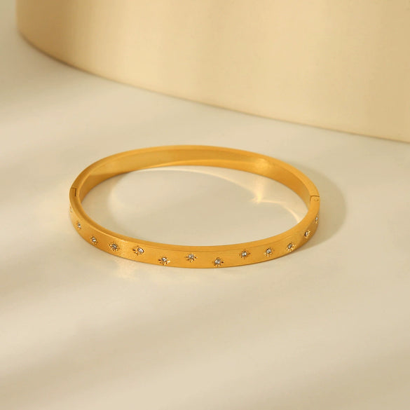 Buckle Bracelet Stainless Steel Geometric Diamond Microinlaid For Women