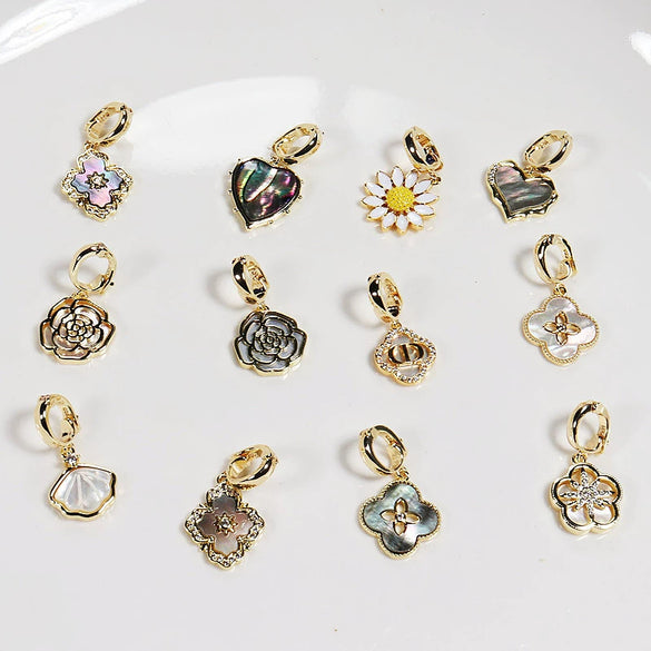 Buckle Copper Seawater Shell Abalone Shell Inlaid Electroplating Fashionable Detachable Pendant Matching Item