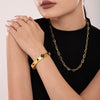 Buckle Gear Bracelet Stainless Steel Zircon Czech Glass Four Leaf Flower 18K Gold Plated Light Luxury Style