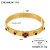 Buckle Gear Bracelet Stainless Steel Zircon Czech Glass Four Leaf Flower 18K Gold Plated Light Luxury Style