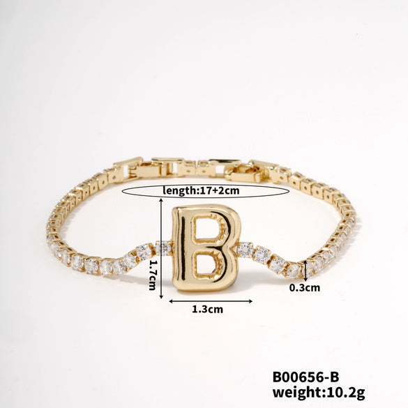 Buckle Letter Zircon Women's Bracelet Light Luxury Accessories Jewelry