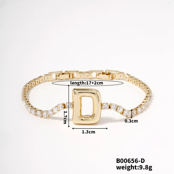 Buckle Letter Zircon Women's Bracelet Light Luxury Accessories Jewelry
