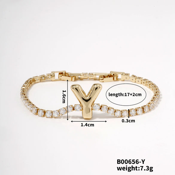 Buckle Letter Zircon Women's Bracelet Light Luxury Accessories Jewelry