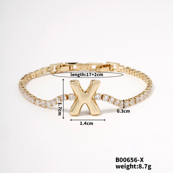 Buckle Letter Zircon Women's Bracelet Light Luxury Accessories Jewelry