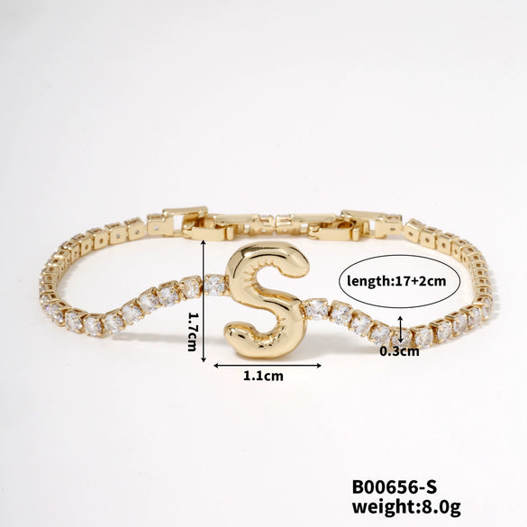 Buckle Letter Zircon Women's Bracelet Light Luxury Accessories Jewelry