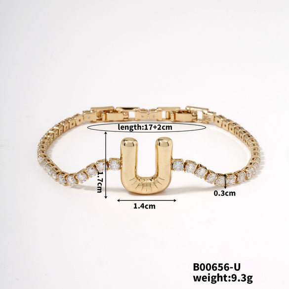 Buckle Letter Zircon Women's Bracelet Light Luxury Accessories Jewelry
