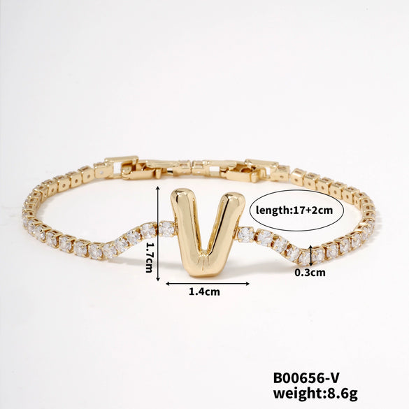 Buckle Letter Zircon Women's Bracelet Light Luxury Accessories Jewelry