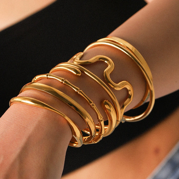 Buckle Stainless Steel Bracelet Ins Style Geometric 18K Goldplated Electroplating