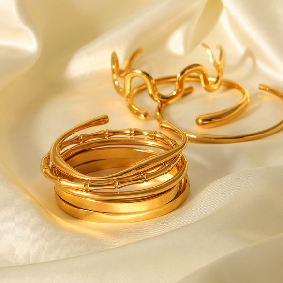 Buckle Stainless Steel Bracelet Ins Style Geometric 18K Goldplated Electroplating