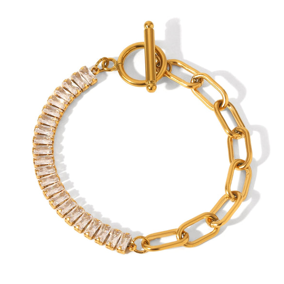 Buckle Stainless Steel Geometric Zircon Women's Bracelet