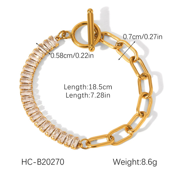 Buckle Stainless Steel Geometric Zircon Women's Bracelet
