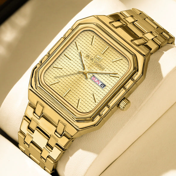 Business Casual Men's Stainless Steel Square Luminous Watch
