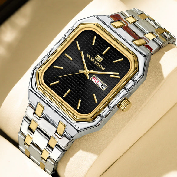 Business Casual Men's Stainless Steel Square Luminous Watch