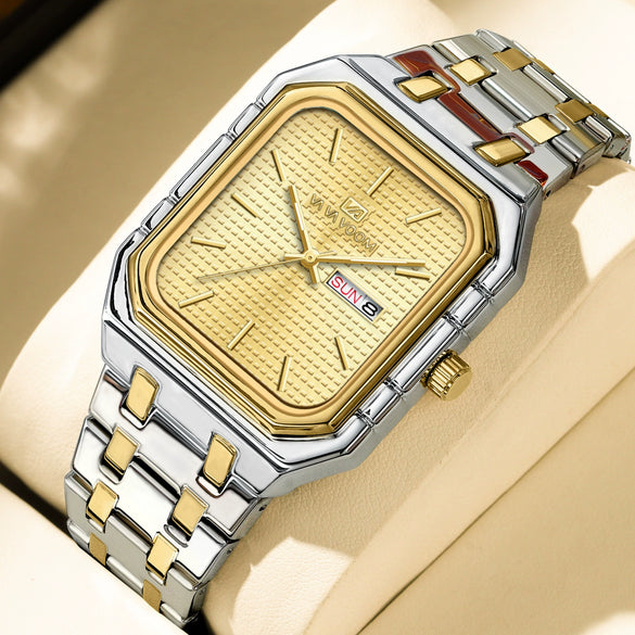 Business Casual Men's Stainless Steel Square Luminous Watch