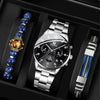 Business Fashion Men's Alloy And Stainless Steel Band Quartz Watch With Round Dial