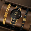 Business Gear Dial Quartz Men's Watch Alloy Case Stainless Steel Strap Round Dial Leisure Style