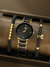 Business Gear Dial Quartz Men's Watch Alloy Case Stainless Steel Strap Round Dial Leisure Style