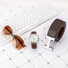Business Gift Set Belt Quartz Watch Glasses Pu Modern Simplicity