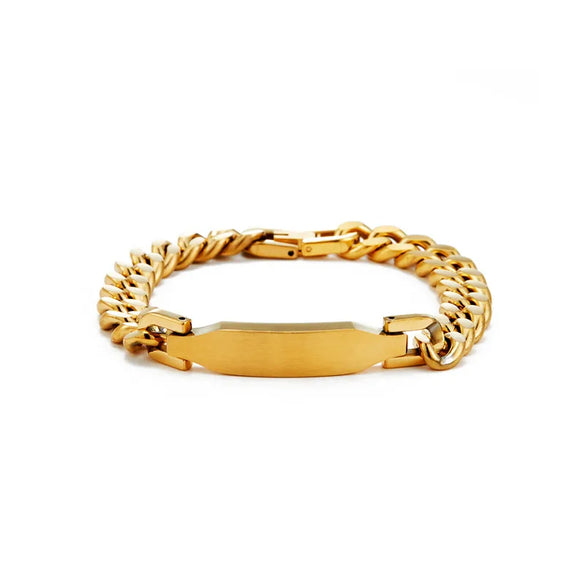 Business Hip-Hop Customization Laser Engraving Solid Color 304 Stainless Steel Plating Men'S Bracelets Men Chain Bracelets