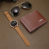 Business Men's Alloy And Stainless Steel Round Dial Printed Logo Quartz Watch 3Piece Set